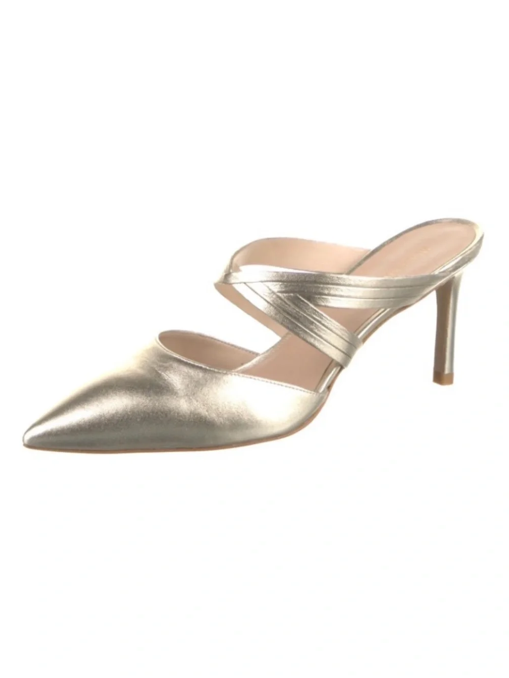 Stuart Weitzman Gold Iridescent Pointed-Toe Strappy Mule Stilettos - Picture 9 of 9